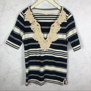 [J.Crew] Nautical Stripe Rope Tunic V Neck